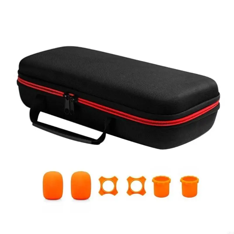 G8TA EVA Protective Box Microphone Storage Bag for Wireless Handheld Mic with Pocket Included Sponge Cover Nonslip Rings