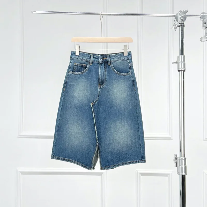 

25 Spring Summer Urban Women Simple Artistic Style Blue Slit High Waist Vintage Skirt Bodycon Skirt Women