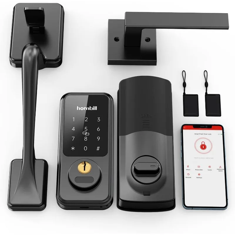 

Keyless Entry Door Lock with Handle, Smart Front Door Lock Set, Electronic Keypad Deadbolt Lock, Alexa Front Door