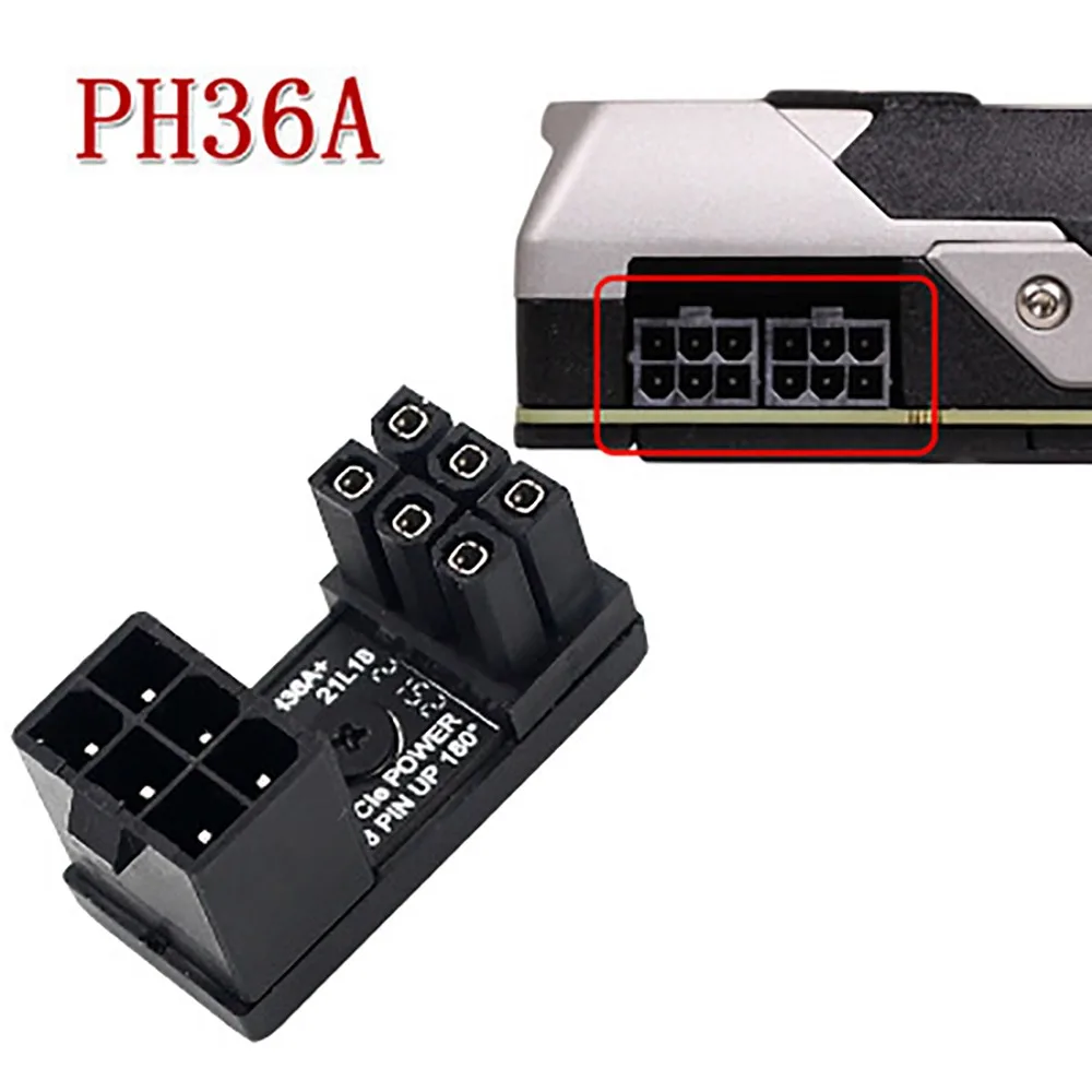 180 Degree Elbow Graphics Card Power Supply Adapter DIY Universal PSU Steering Connector 6Pin/8Pin Cable Extension PC Building