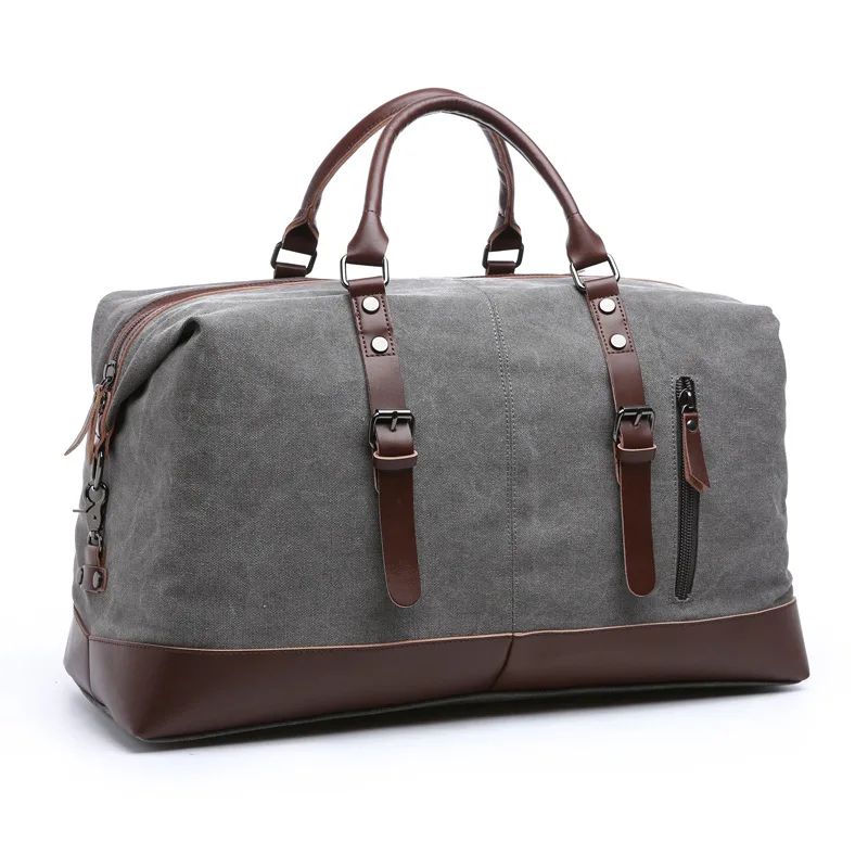 Bolsas de viaje de cuero de lona originales para hombres, bolsas de equipaje de mano para hombres, bolsas de lona de viaje grandes, bolsa de fin de