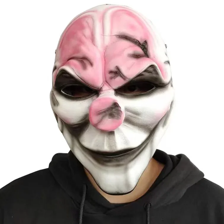 Payday 2 máscara de resina cintura dallas/lobo/cadenas/hoxton cosplay coleção de halloween horror palhaço masquerade carnaval traje adereços