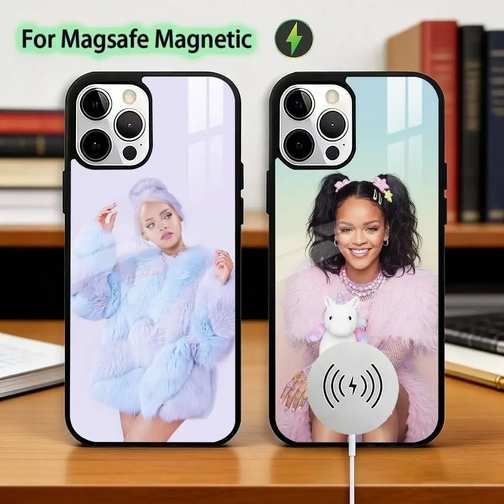 

S-Singer R-Rihannas Phone Case For iPhone17,16,15,14,13,12,11 Plus,Pro Magnetic For Magsafe Wireless Charging