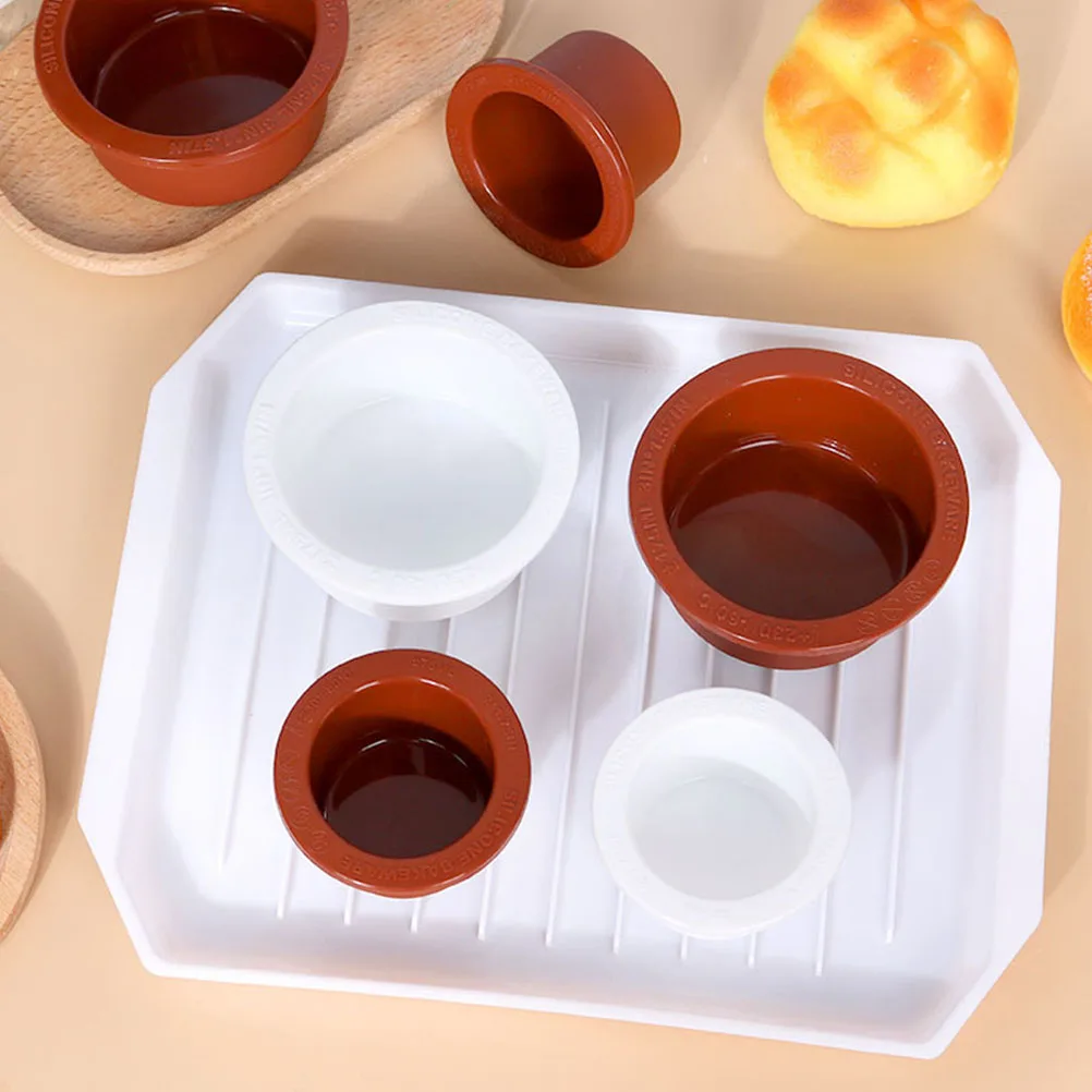 

2 Pcs Round Silicone Cake Baking Pans 3in Coffee Color Easy Demould Clean Reusable Small Bread Molds Kitchen Bartender