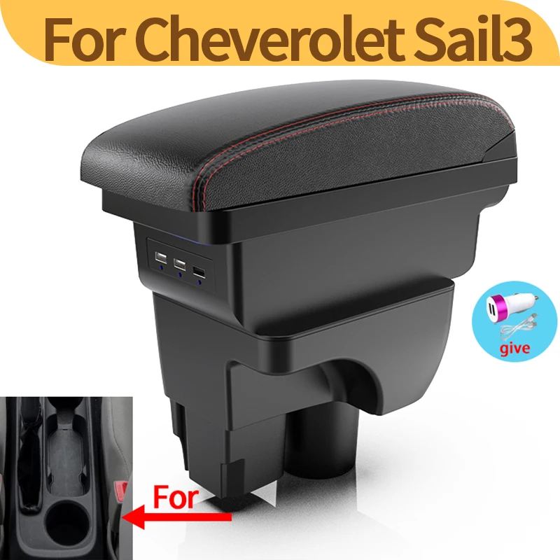 For Chevrolet Sail 3 Armrest Box For Chevrolet Aveo 3 Sail III Car Armrest Retrofit Parts Storage Box Decoration Car Accessorie