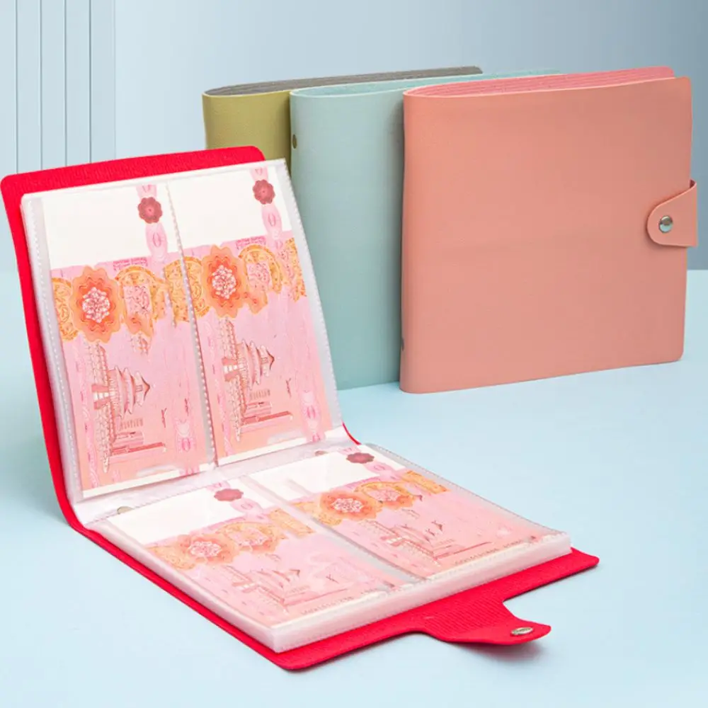 PU Leather Money Savings Binder Portable Waterproof Envelop Savings Challenges Book Refillable Handbook Savings Notebook