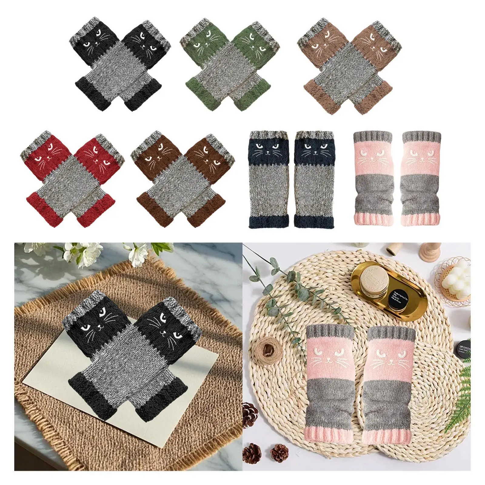 

Перчатки без пальцев, грелки на запястья, милые, холодная погода, модные вязаные рукава для женщин и девочек, японский стиль, грелки для рук