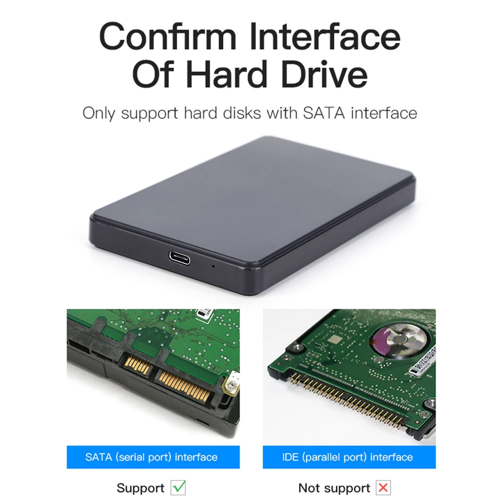 جديد 2.5 "SATA إلى USB3.1 HDD الضميمة التخزين الخارجي المحمول حافظة القرص الصلب USB3.1 SATA 1/2/3 SSD مع كابل USB C