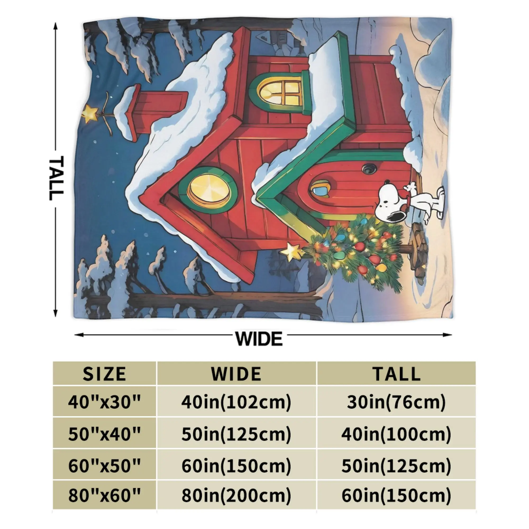 بطانية سنوبي كارتونية لعيد الميلاد، بطانيات ناعمة وخفيفة الوزن متعددة المقاسات للأريكة والسرير #5