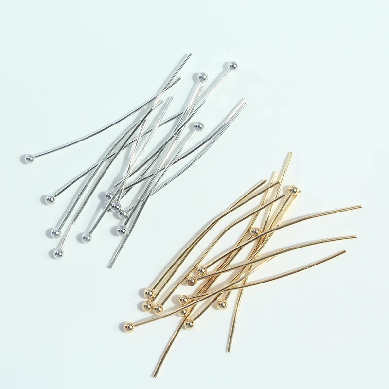 10/20/30pcs 15mm/20mm/30mm 14K Gold Plated Ball Pins For Jewelry Making Supplies DIY Earrings Beading Jewelry Accessories - view 2