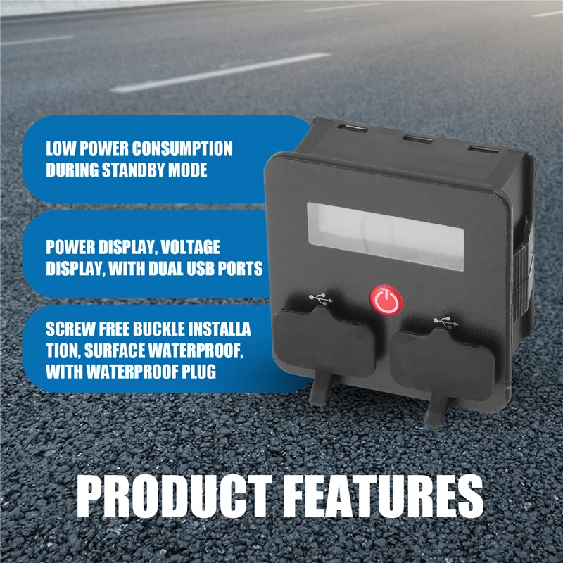 

P-Premium-DC12-24V Battery Capacity Indicator Voltmeter Battery Monitor Meter With Dual USB Changer Socket For Car Motorcycle RV