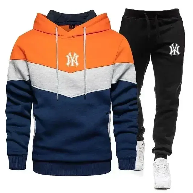 2024 Men\'s Sets Spring Autumn Zipper Hoodie and Pants 2 Pieces Casual Tracksuit Male Brand Running Jogging Sportswear Suit