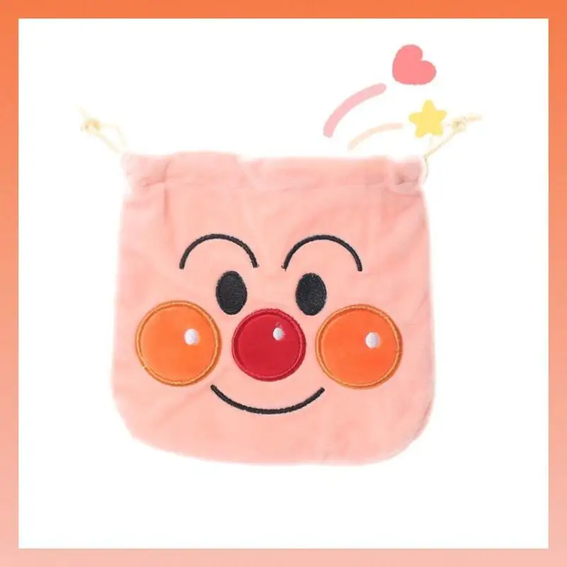 Cartoon Anime Character Anpanman Kawaii Plush Drawstring Storage Bag Portable Friends Makeup Bag Cute Bundle Pocket Supplies