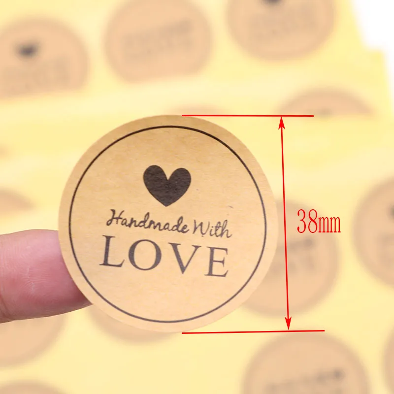 120pcs/10 Sheets Kraft Paper Seal Sticker Retro Round Label Hand Made With Love Sticker Baking Gift Box Decorative Seal