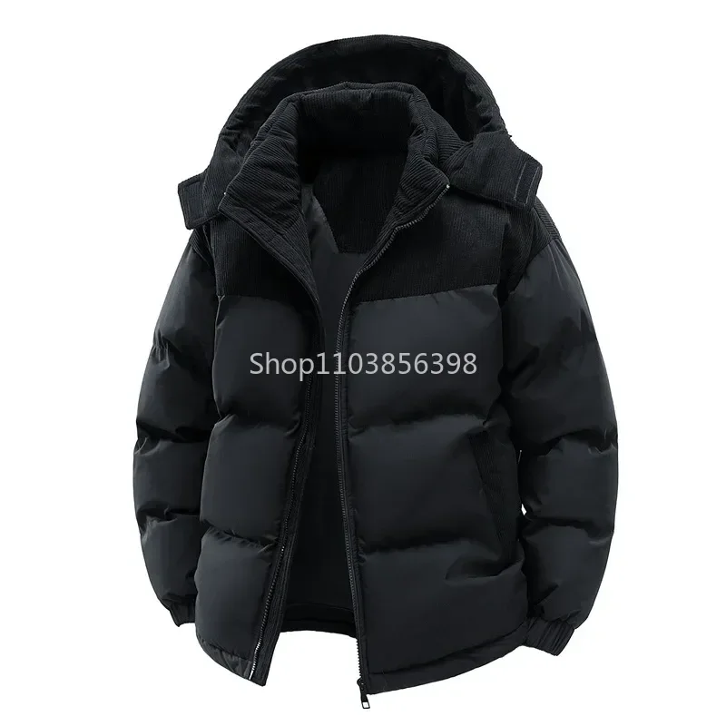 Men's Winter Jacket Hooded Casual Warm Cotton Jacket Thickened Fleece Lined Zipper Front Parka Winter Cold-Proof Coat Male 2026