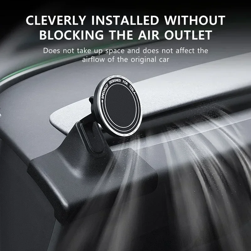 NovaAcc Magnetic Phone Mount for Tesla Model 3 Highland 2024-2027 360 Degree Rotating Dashboard Phone Holder Navigation Stand