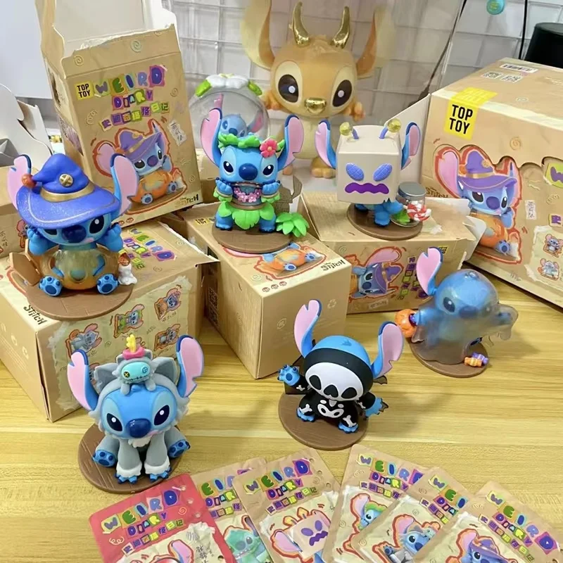 Echte Disney Stitch lustige Tagebuch Serie Blind Box Figur Rate Tasche Anime Modell mysteriöse Überraschung Box Puppe Kinder Weihnachts geschenk