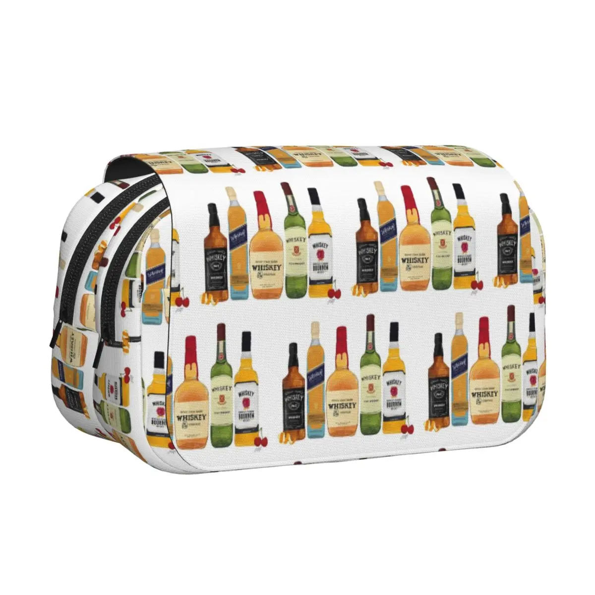 Whiskey Bottles Illustration Pencil Cases Pen Holder Hard Shell Leather Large Capacity Pen Box Pencil Bag for Boy Girl Gifts