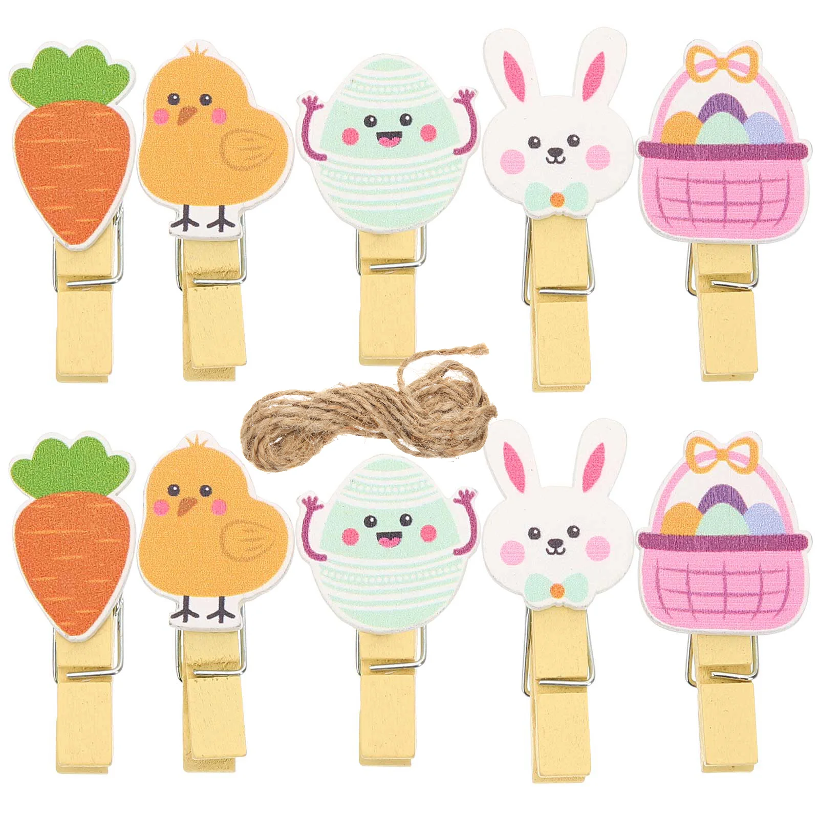 40 Pcs Easter Clip Mini Clothes Pins for Photo Colorful Clothespins Basket Baskets Wood Small Photos Wooden Nail