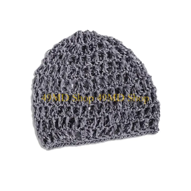 49MD Hollowout Crochet Brimless Hat Simple Skull Cap Breathable Knitted Hat for Autumn Winter Fashion Hair Net Sleep Headwear