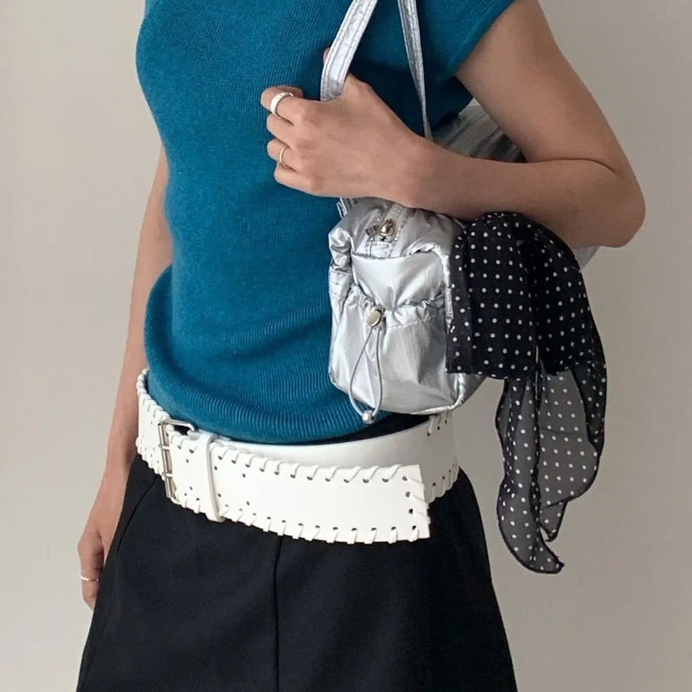 حزام خصر منسوج من جلد البولي يوريثان على الطراز الكوري Y2k حزام عريض للنساء حزام خصر فاسق حزام رعاة البقر الغربي فتاة حارة