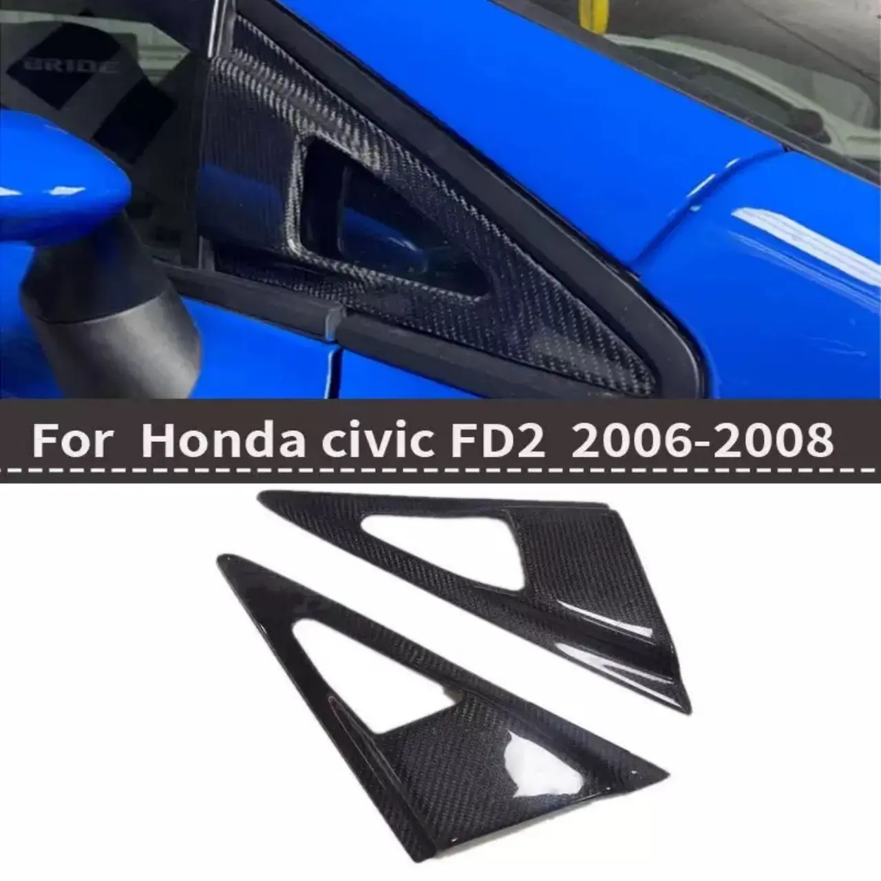 

For Honda Civic FD2 - FEELS Style Carbon Fiber Side Air Intake & Racing A-Pillar Air Deflector Cover