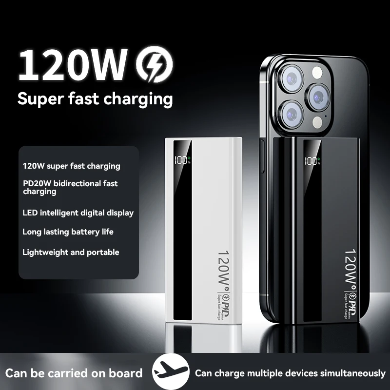 VIVO 500000mAh 120W Super Fast Charging High Capacity Power Bank External Battery Portable Battery Charger For iPhone Samsung