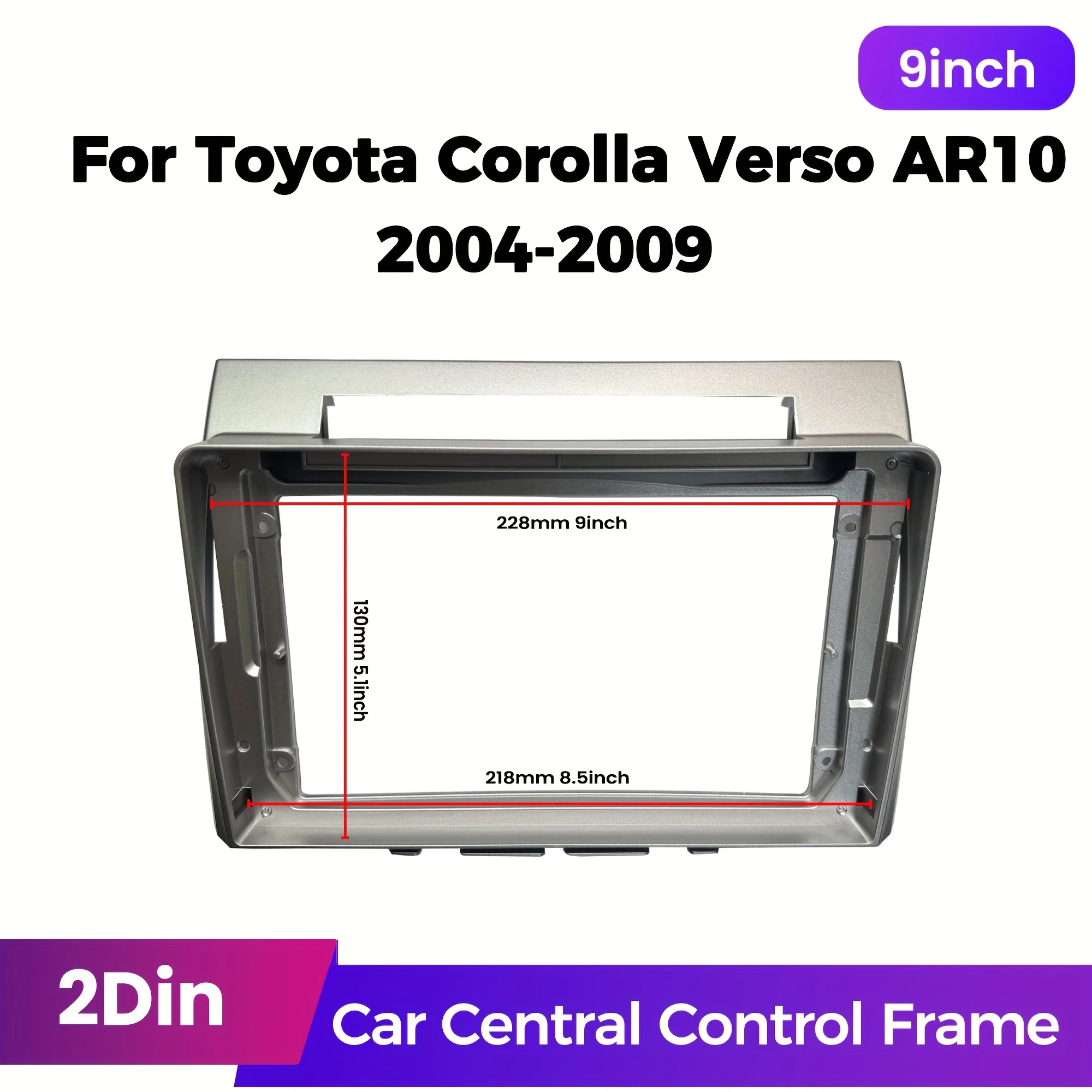 9 Inch Double Din Car Stereo Radio Fascia Frame Bezel Trim Kit for Toyota Corolla Verso AR10 2004-2009 Android Navigation Dashbo