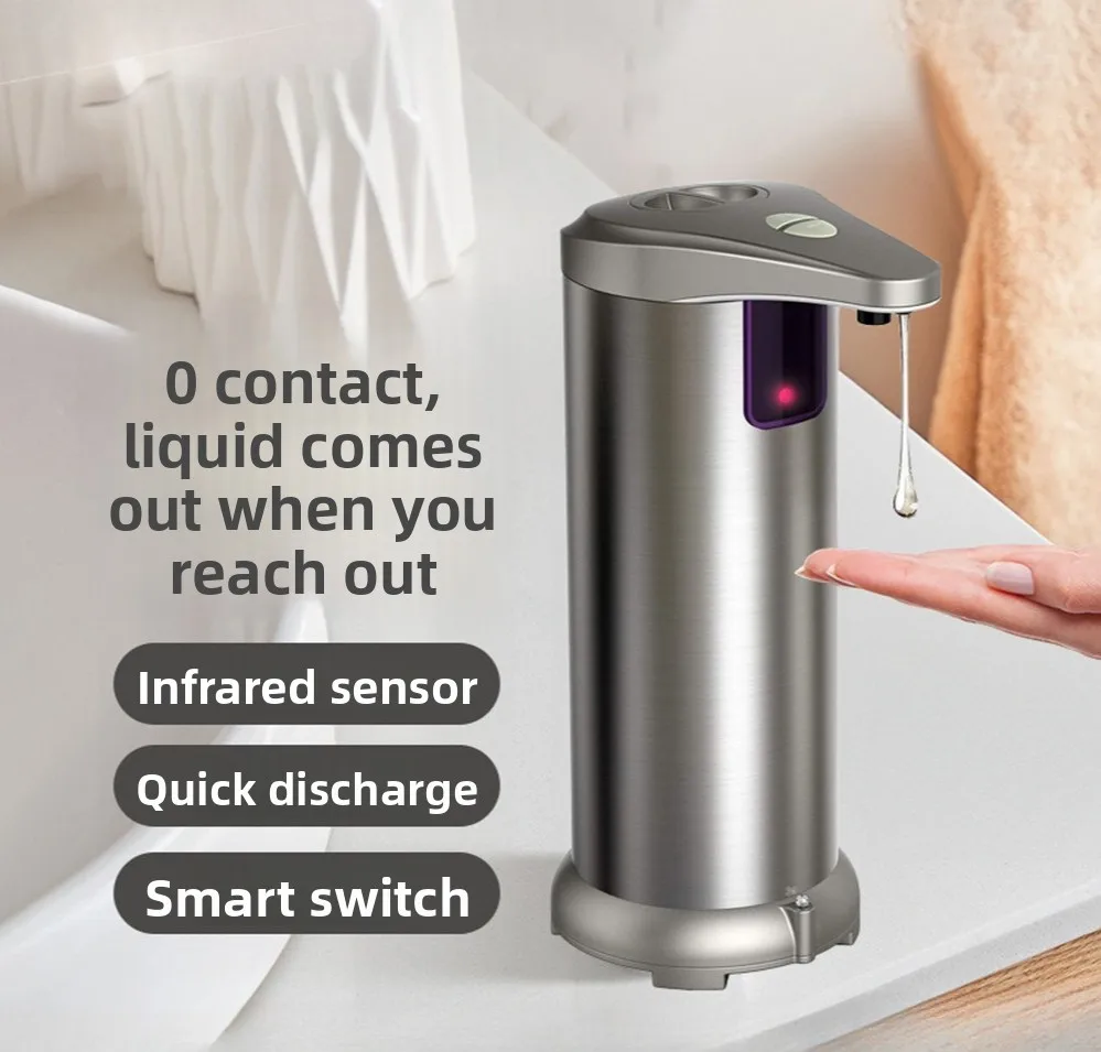 Intelligent Contactless Stainless Steel Waterproof Base of Automatic Sensor Soap Liquid Dispenser can Adjust Gears Up and Down
