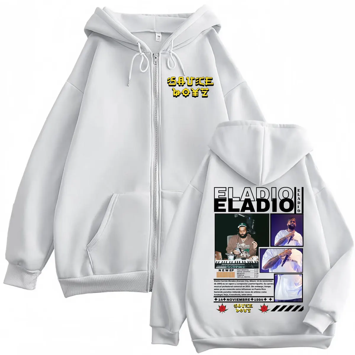Eladio Carrion Sauce Boyz Graphic Zipper Hoodies Fashion Hip Hop Zip Up Pullovers Jacket Men Women Casual Comfort Sweatshirts