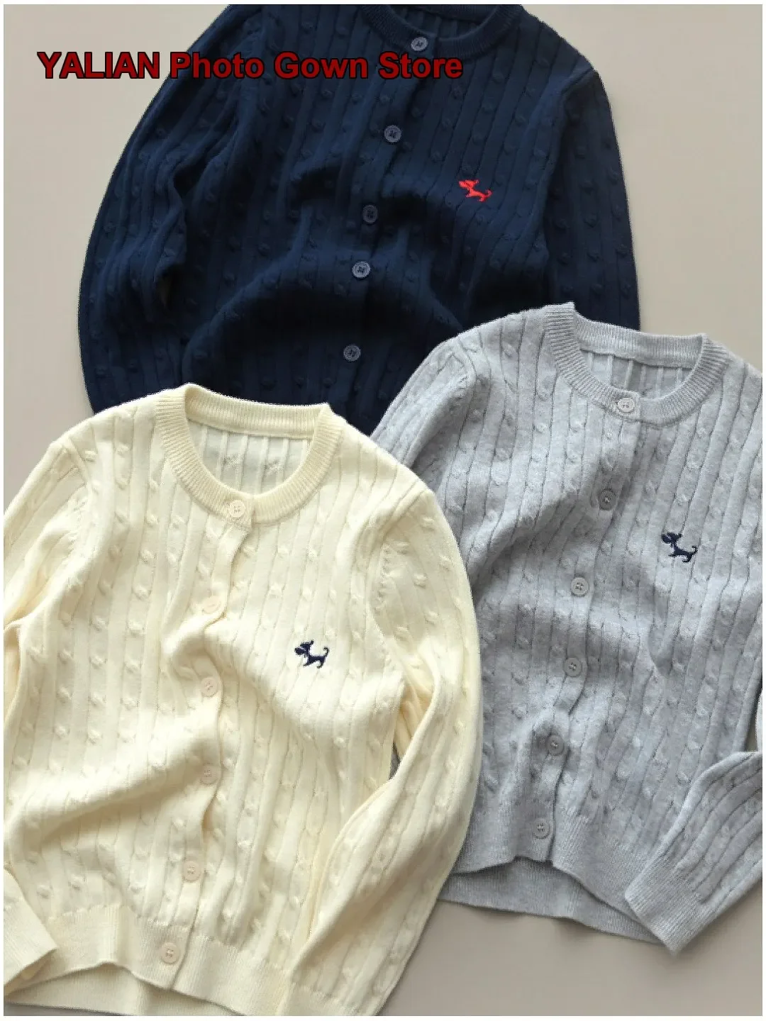 Cotton Round Neck Knit Top Boys Girls Basic Autumn Winter Little Kids