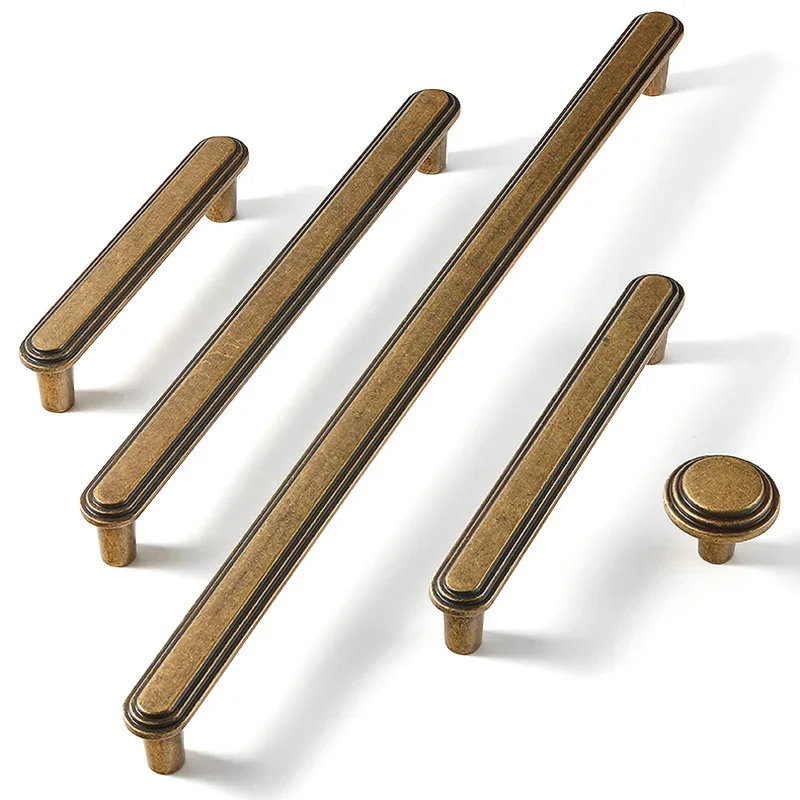 Retro Handles Antique Brass Cabinet Pulls Kitchen for Furniture and Drawers Vintage Long Dresser Farmhouse Knobs Bar Hardware