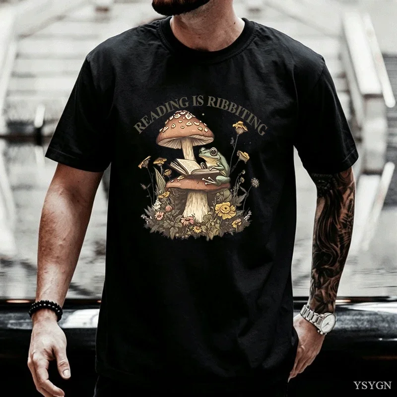 Fall Frog T Shirt Men Women Cotton Funny Frog Book T-shirt Book Lover Librarian Tee Teacher Tshirt Round Neck Short Sleeve Tops