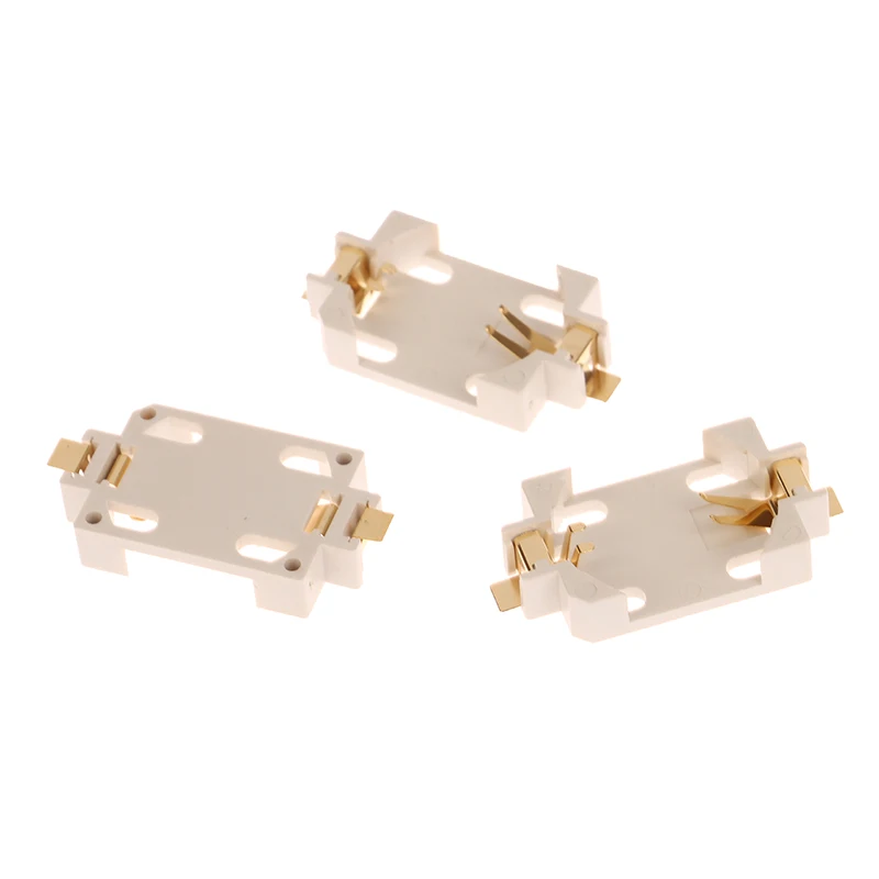 10Pcs DIY Accessories White Housing Gold-Plated Button Battery Holder For CR2032 SMD Socket Cases