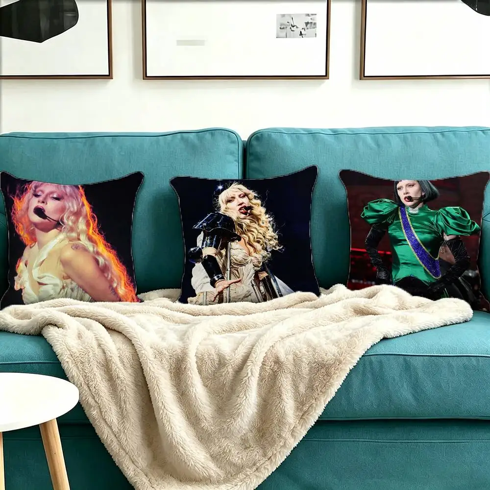 Singer L-Lady Gaga MAYHEM Square Double-Sided printed Pillow Case Bedroom Bedside Pillow Sofa Cushion Cover