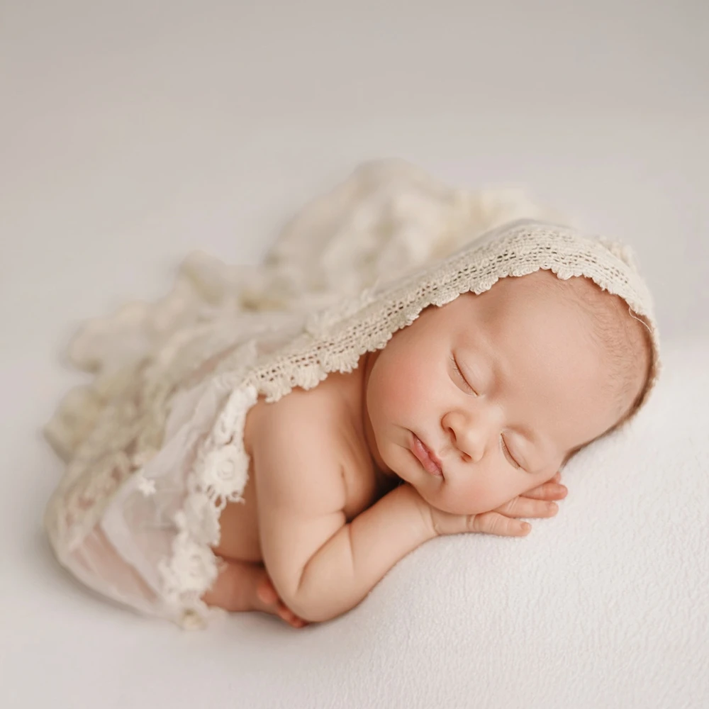Newborn Photography Props Lace Swaddle Blanket Newborn Baby Costume Baby Photo Shoot Outfit Infant Studio Props Soft Cotton