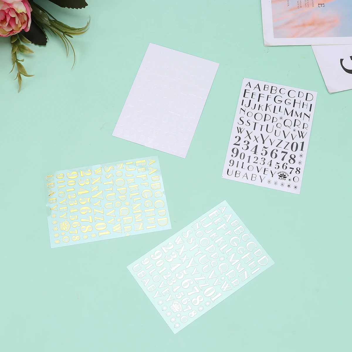 

8pcs Art Stickers Letter Pattern Diy Adhesive Decals For Women Girls Manicure Accessories Long Short Nails Creative Easy Remove