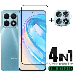 4-in-1 화웨이 아너 X8A 유리 아너 X8A 강화 유리 풀 글루 커버, HD 9H 스크린 프로텍터 아너 X8 A X8A 렌즈 유리