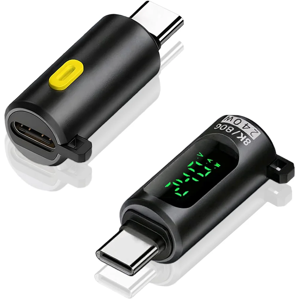 

USB4 Gen4 80Gbps Type C Male to Female Adapter 240W Power Meter Switch LED Digital Dispaly 8K60Hz for Thunderbolt5/4 Laptop