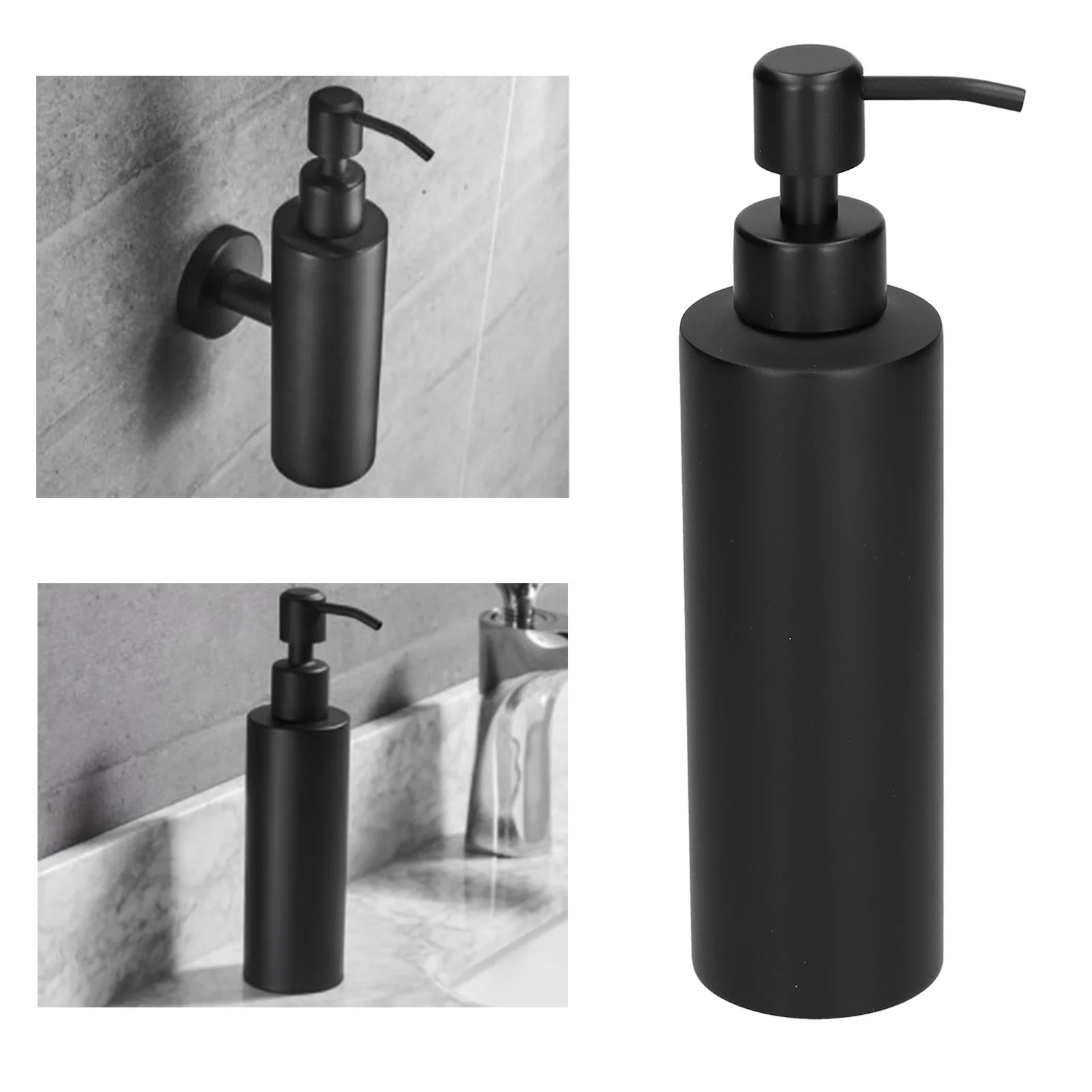 304 Stainless Steel Black Lotion Bottle Slim Soap Dispenser for Bathroom Home Hotel Slim Soap Dispenser Soap Dispenser for Hotel