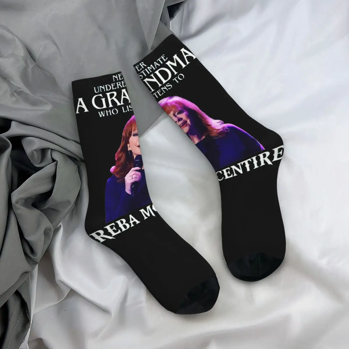 Calcetines Retro con estampado divertido para hombre y mujer, calcetín transpirable con diseño de cantante de música campestre, mcwhole Reba, accesorios para todas las estaciones