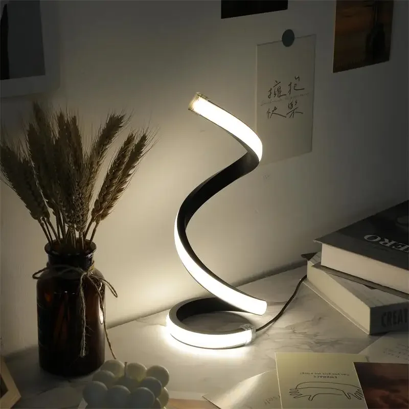 1Pc LED Spiral Table Lamp Modern Three Speed Dimming USB Power Button Switch Bedroom Decorative Table Lamp Nigth stand Crow lamp