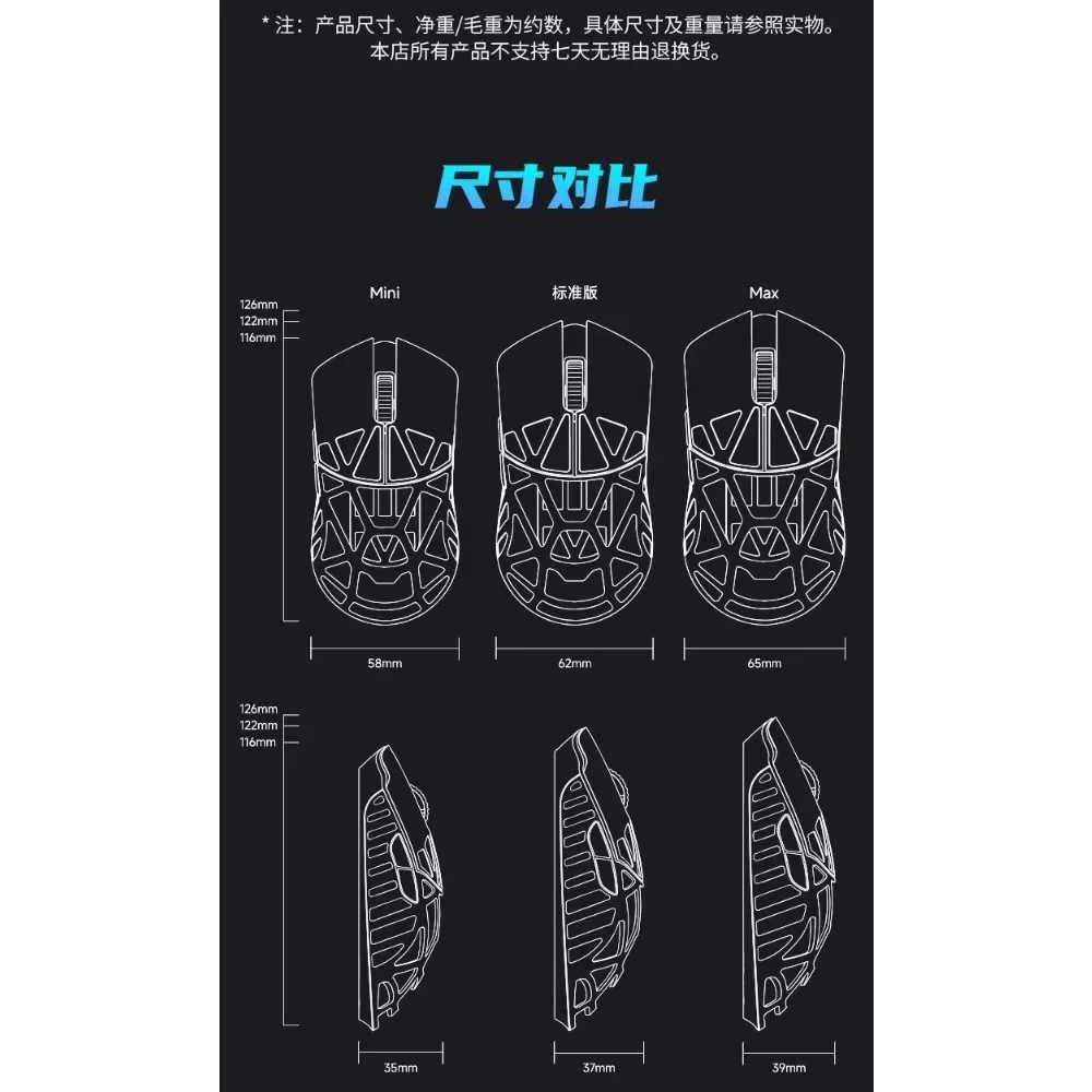 WL Beast Max Gaming Mouse PAW3950HS 42g Lightweight Magnesium Alloy Skeleton 2.4G Type-C 8K Receiver HUB Web Drive 26000DPI RGB image 6