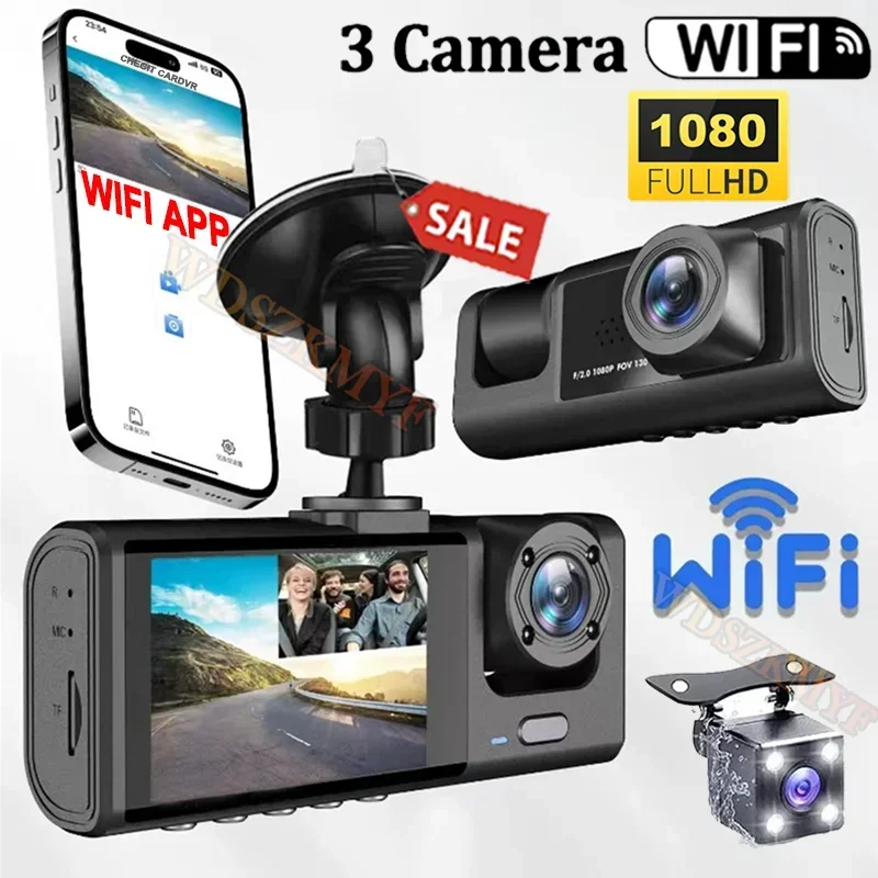 1080P Car  WiFi APP 3/2Lens Dash Cam for Cars Camera for Vehicle Recorder Video Front and Rear Camera  Night Vision Dashcam