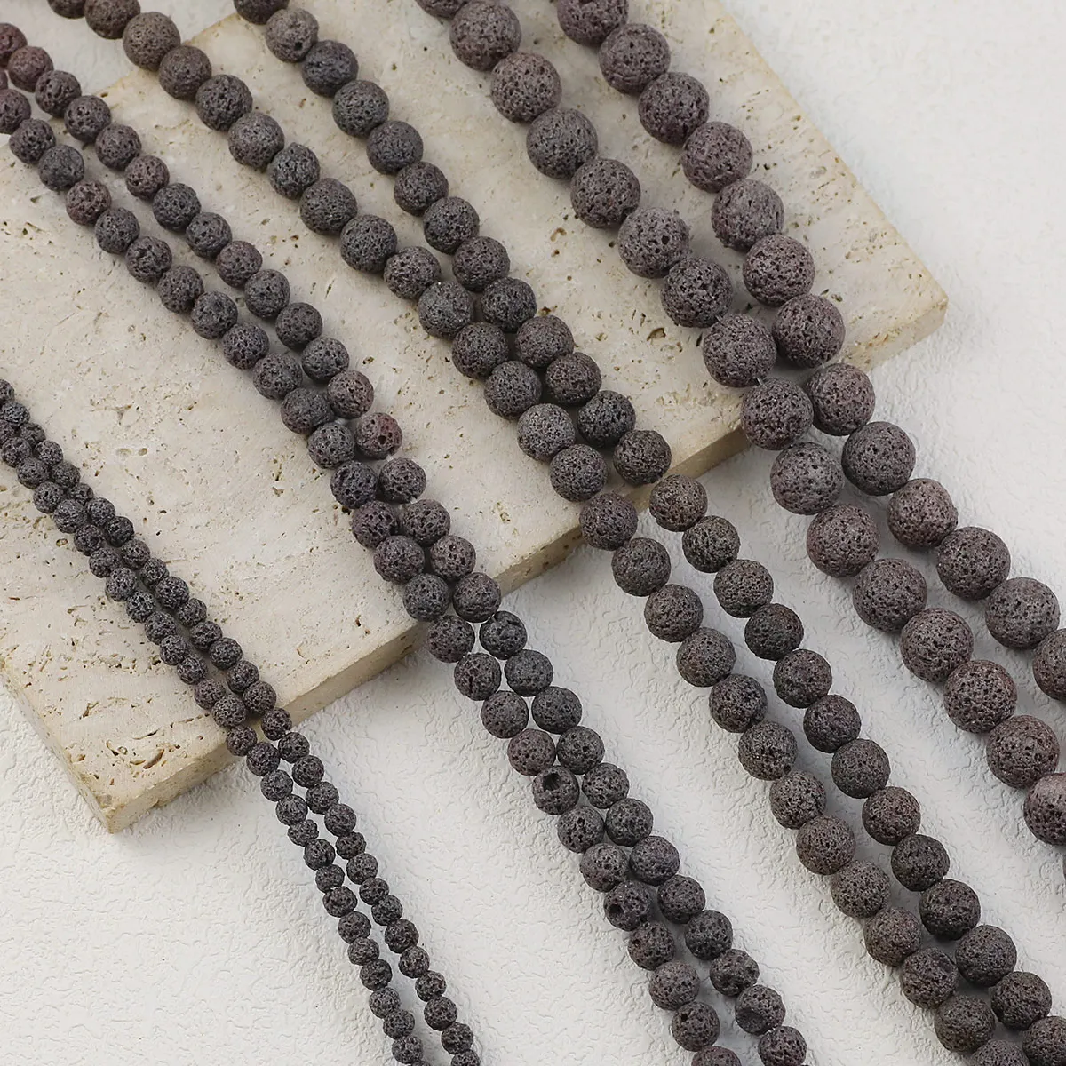 Gray Lava Stone 4/6/8/10/12mm Volcanic Rock Round Spacer Loose Beads For Jewelry DIY Handmade Bracelet Earrings Accessories