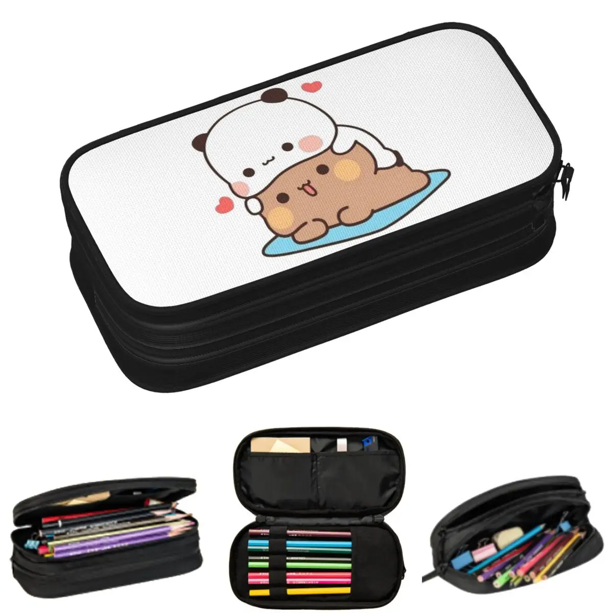 

Bubu And DuDu Hugging Panda Bear And Browne Love Pencil Cases for Student Gifts Pen Box Pencil Bag Big Capacity Pencil Pouch