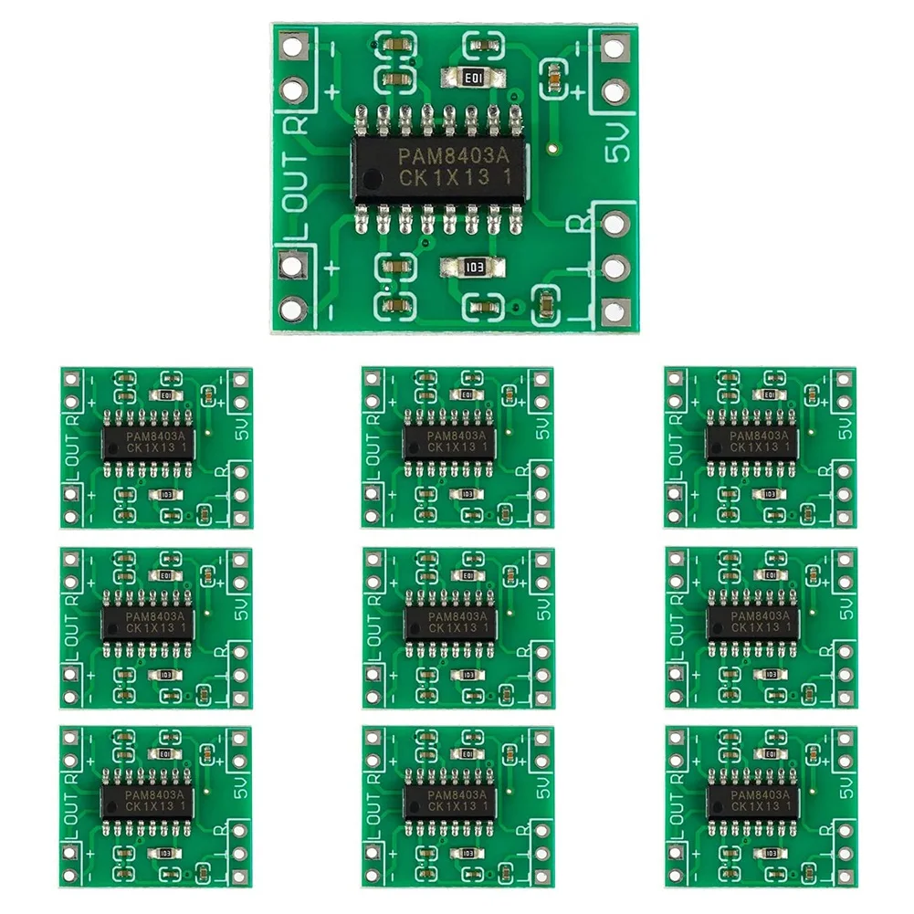 PAM8403 모듈 슈퍼 미니 디지털 앰프 보드, 클래스 D 디지털 2.5V ~ 5V 파워 앰프 보드, 2x3W, 10 개