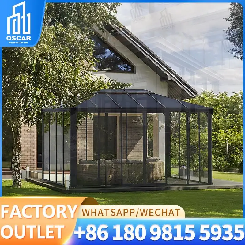 

Модная алюминиевая солнечная комната с двойным остеклением для зимнего сада. Подходит для патио и солнечной комнаты на балконе.