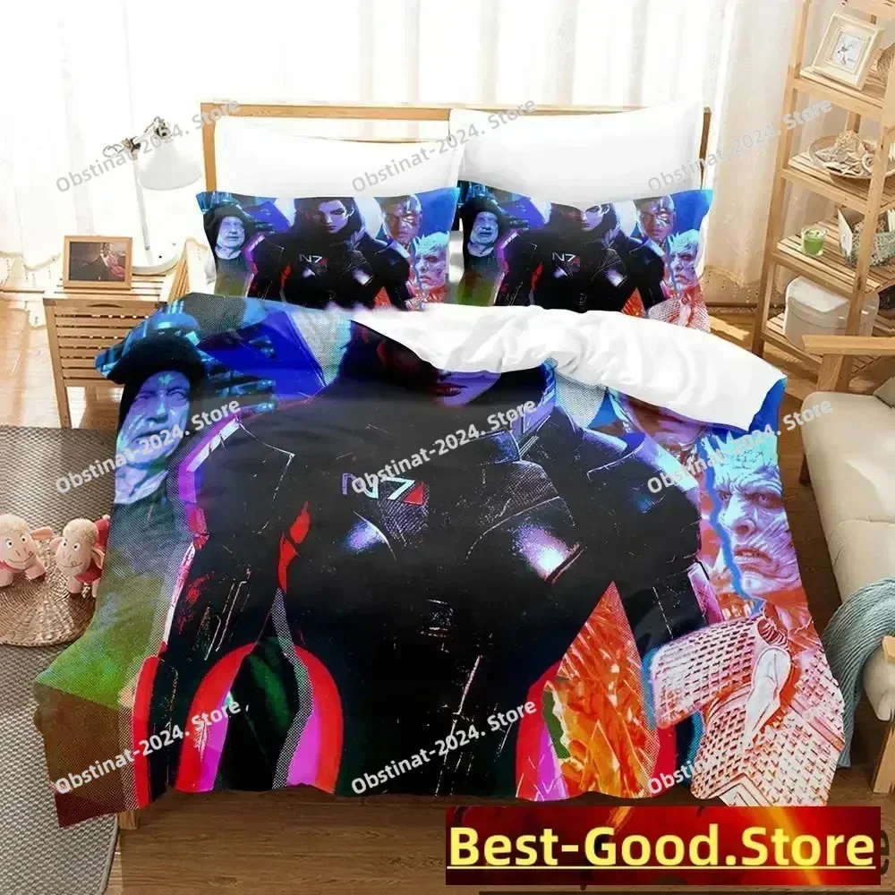 

2025 Game Mass Effec Bedding Set Duvet Cover Full Queen King Size Pillowcase Bed Printed Bed Set Aldult Kid Bedroom Single Twin