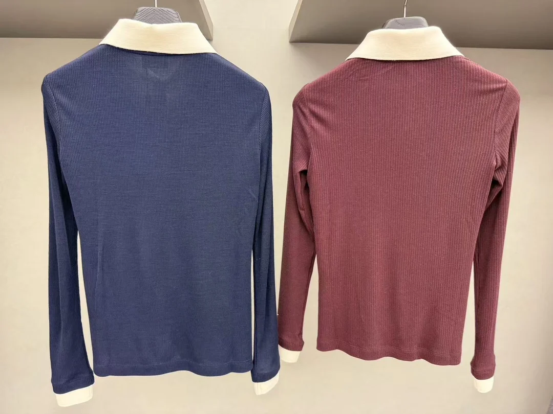 Women Early Autumn Golf Wool Knit Base Layer Long Sleeve Slim Fit Stretchy Golf Undershirt Top